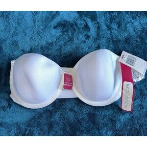 Liz Claiborne 34D Stay Put Convertible Strapless Bra White